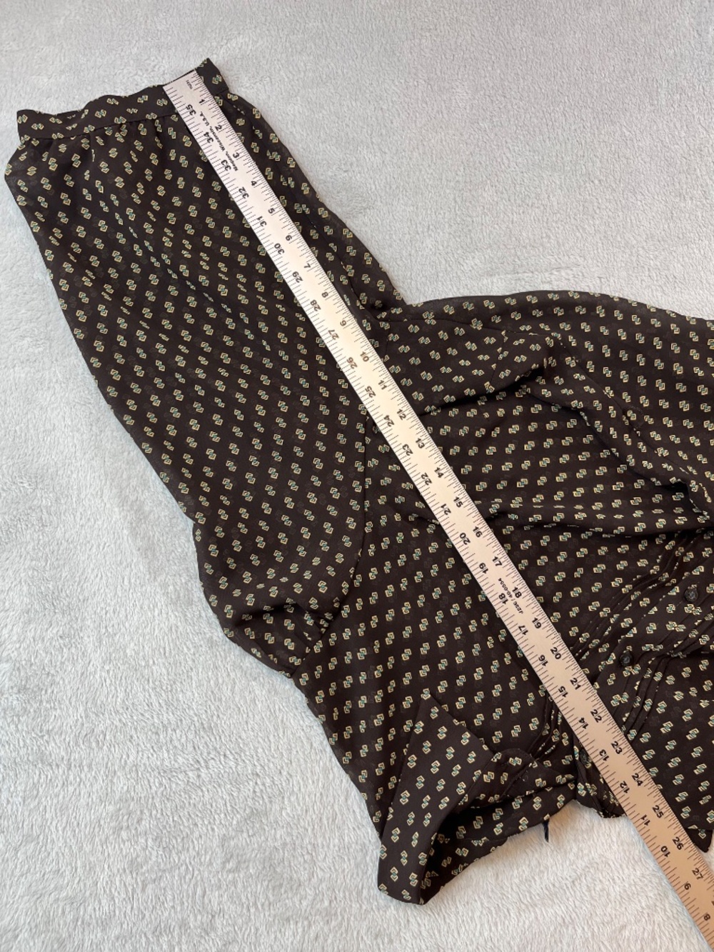 Chaps Plus sz 20w Sheer Blouse Pin Tuck Geometric Print Office Chic Tunic Blouse - Picture 14 of 16